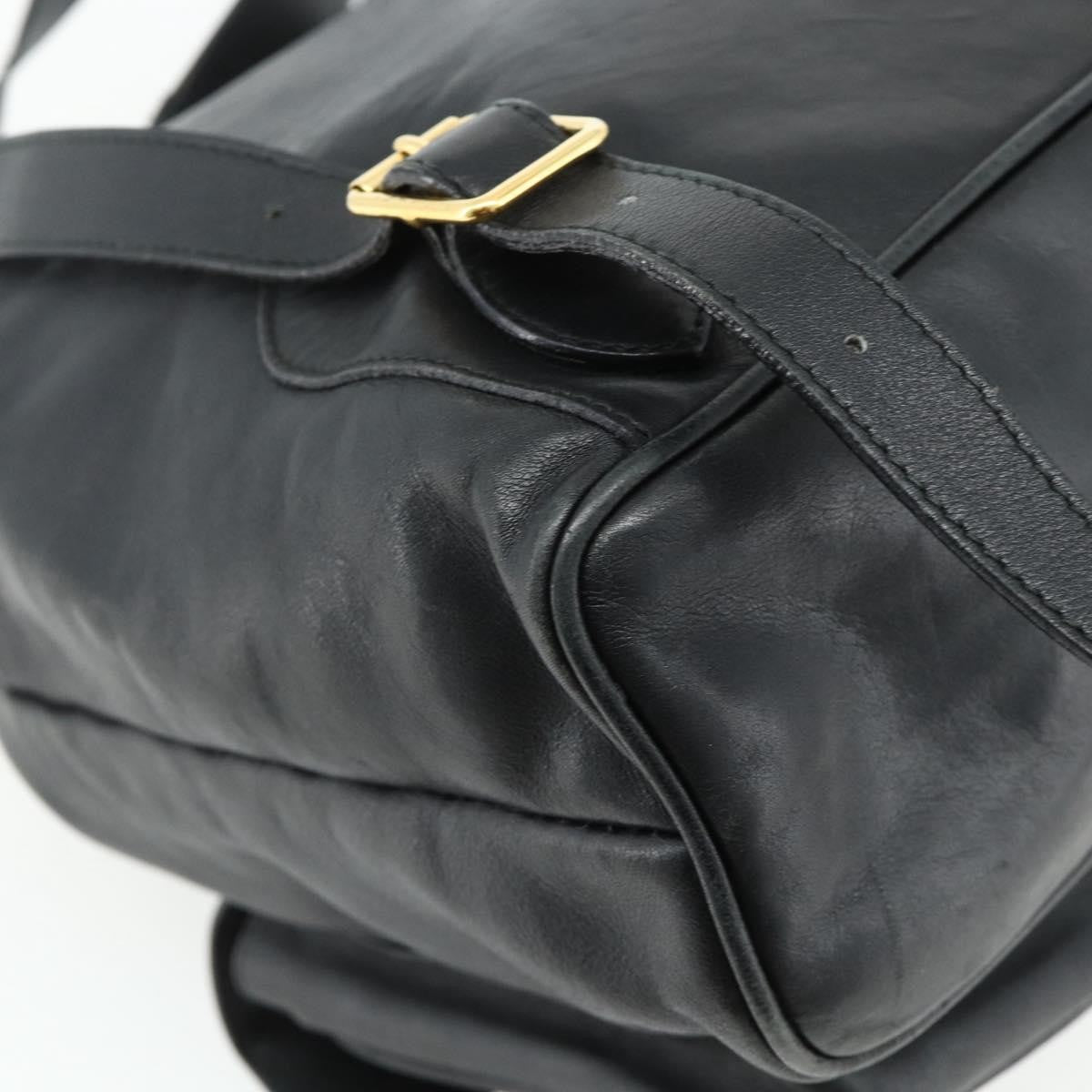 Gucci Vintage Bamboo Backpack Leather Black Leather Backpack Bag (Pre-Owned)