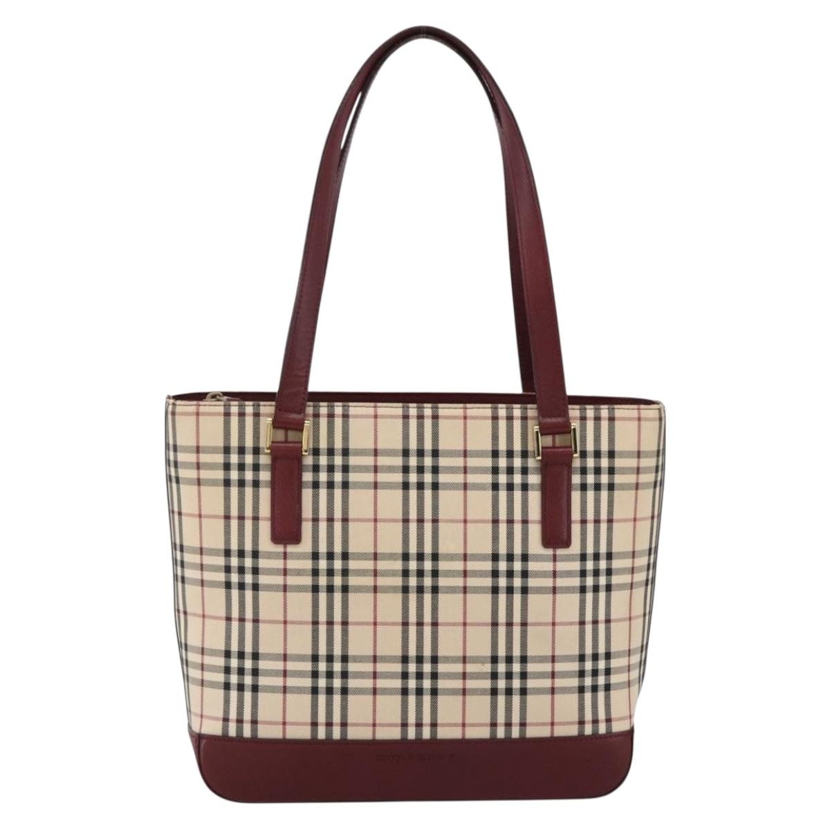 Burberry Nova Check Tote Canvas And Leather Beige Canvas Tote Bag Bag (Pre-Owned)