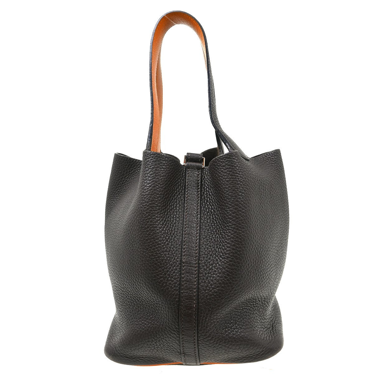 Hermes Picotin Bag Clemence Brown Leather Handbag (Pre-Owned)