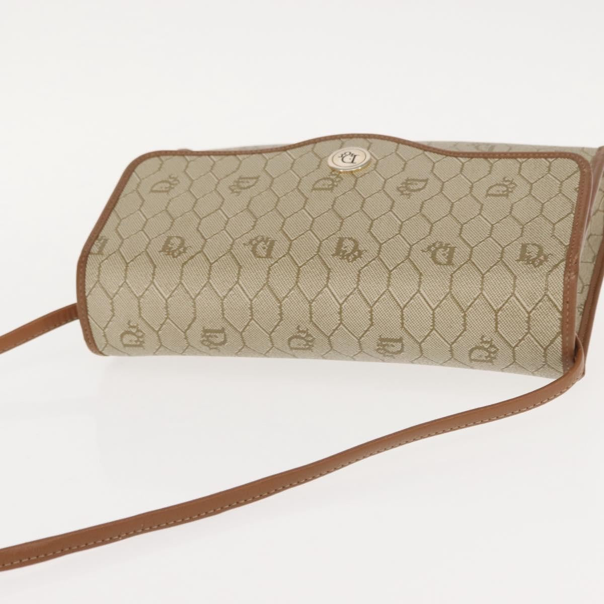 Christian Dior Vintage Honeycomb Flap Crossbody Bag Canvas And Leather Beige Canvas Shoulder Bag Bag (Pre-Owned)