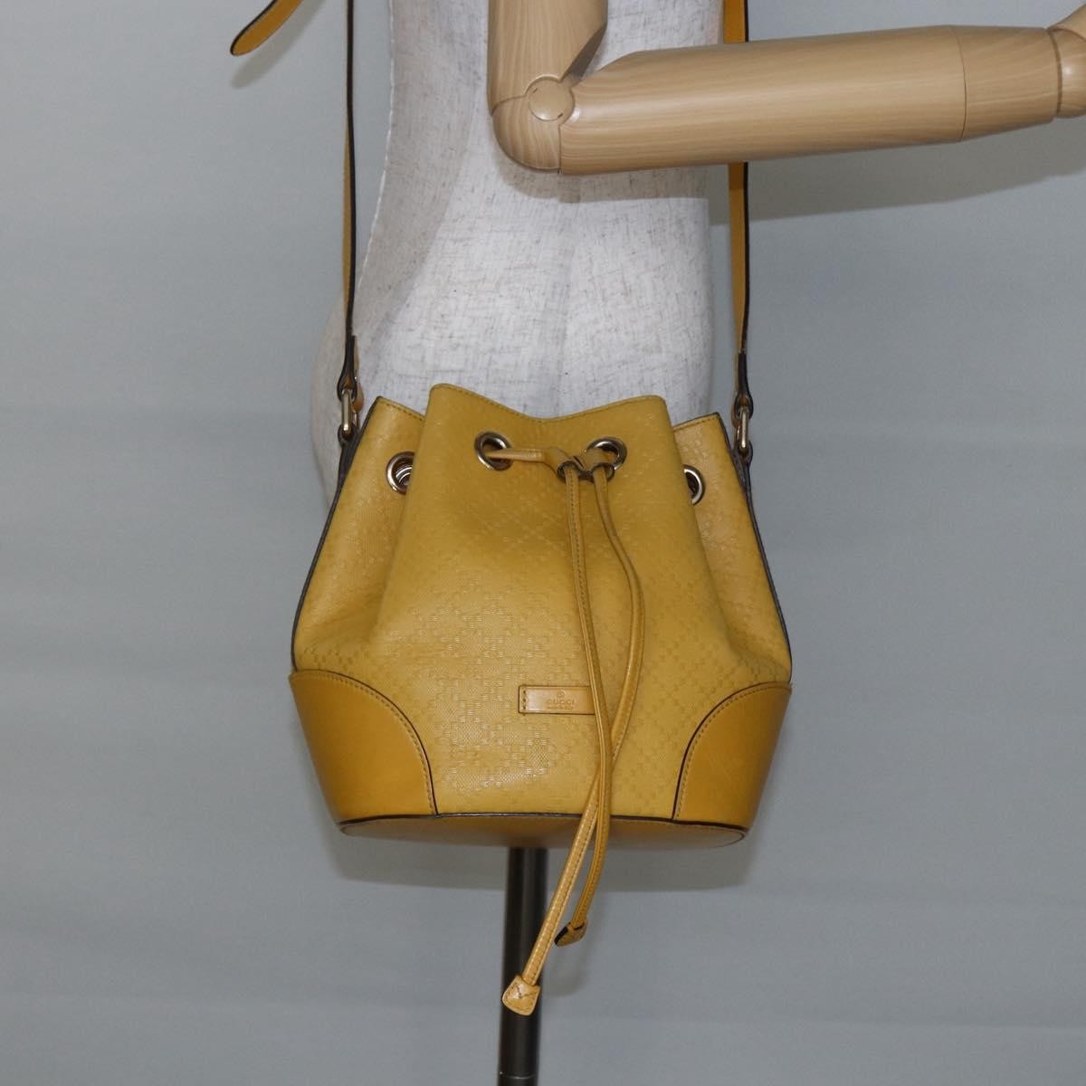Gucci Bright Bucket Bag Diamante Leather Yellow Leather Shoulder Bag Bag (Pre-Owned)