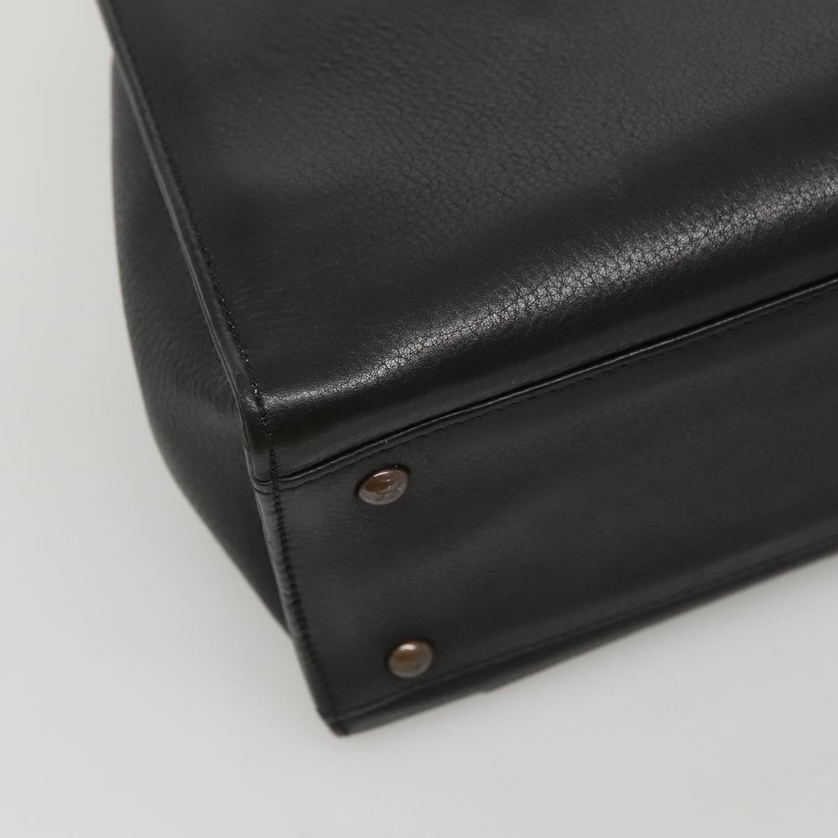 Chanel Vintage Cc Front Pocket Tote Quilted Leather Black Leather Bag (Pre-Owned)