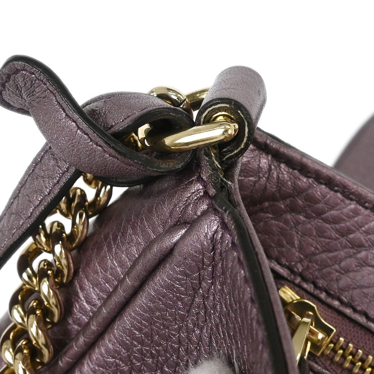 Gucci Soho Chain Crossbody Bag Leather Purple Leather Shoulder Bag Bag (Pre-Owned)