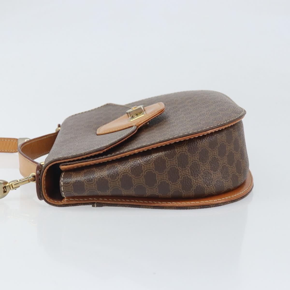 Celine Vintage Macadam Shoulder Bag Canvas And Leather Brown Canvas Shoulder Bag Bag (Pre-Owned)