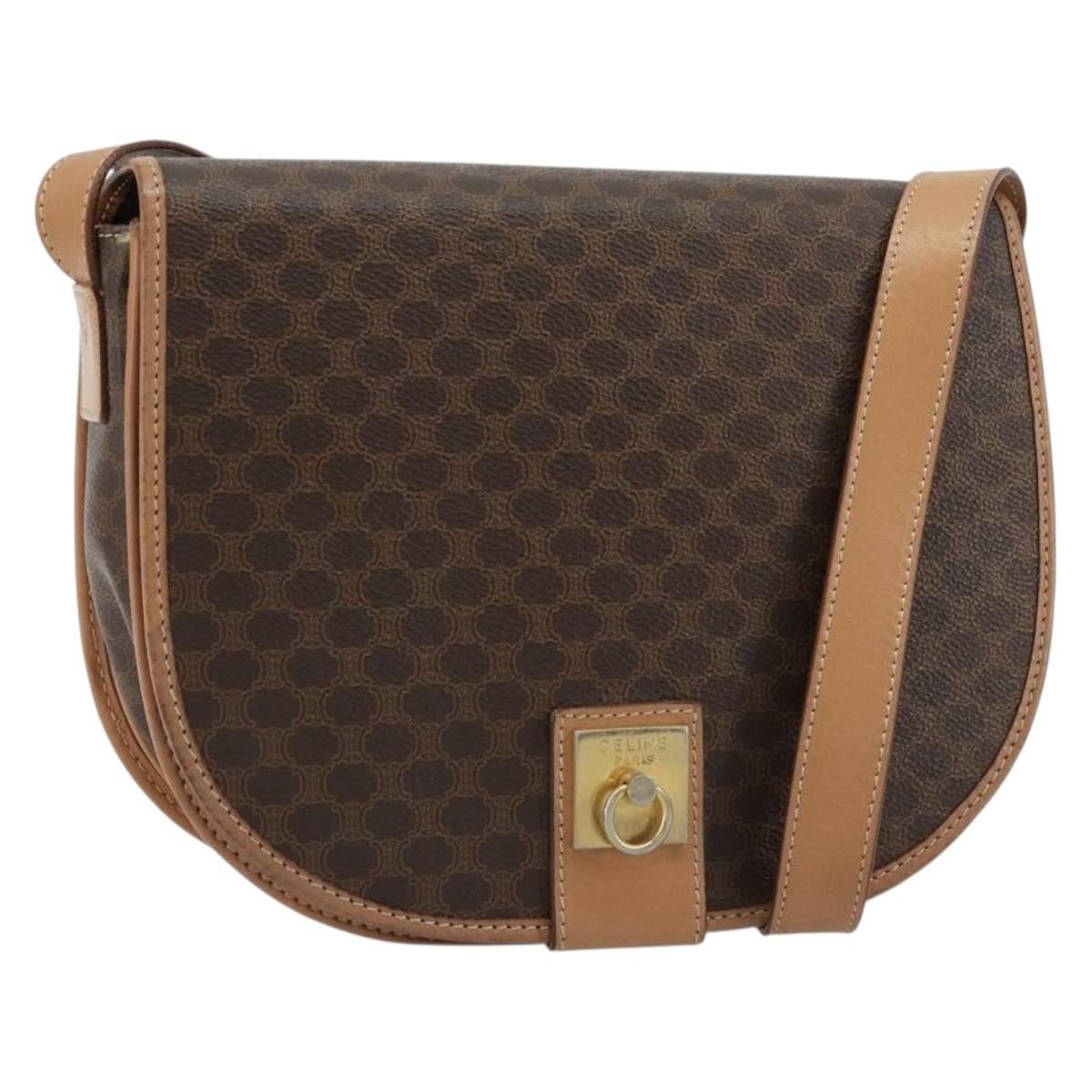 Celine Macadam Shoulder Bag Pvc Leather Brown Canvas Shoulder Bag Bag (Pre-Owned)