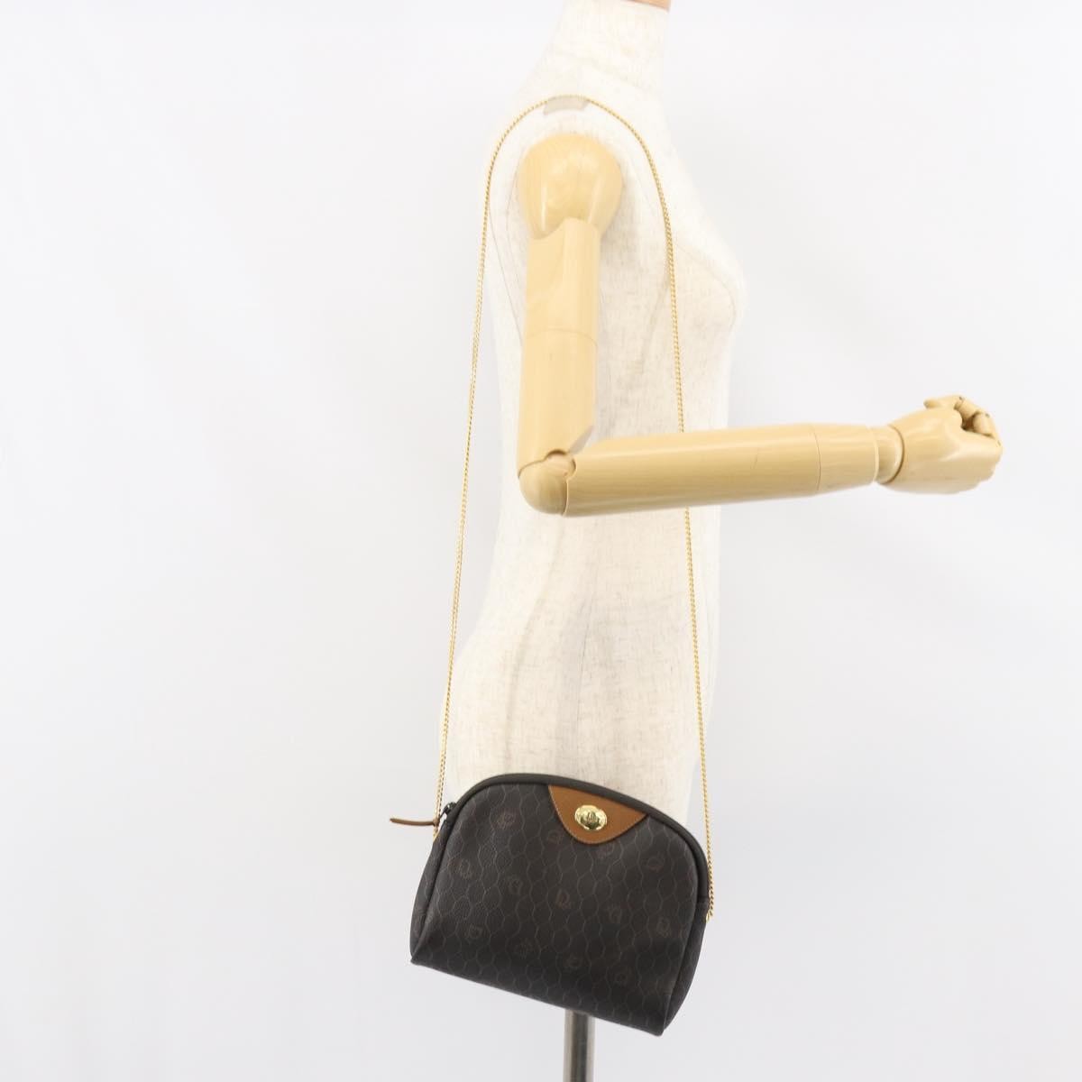 Christian Dior Vintage Honeycomb Chain Canvas Black Canvas Shoulder Bag Bag (Pre-Owned)