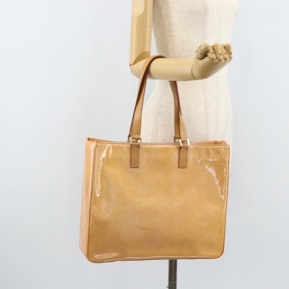Louis Vuitton Columbus Handbag Monogram Vernis Beige Patent_Leather Tote Bag Bag (Pre-Owned)