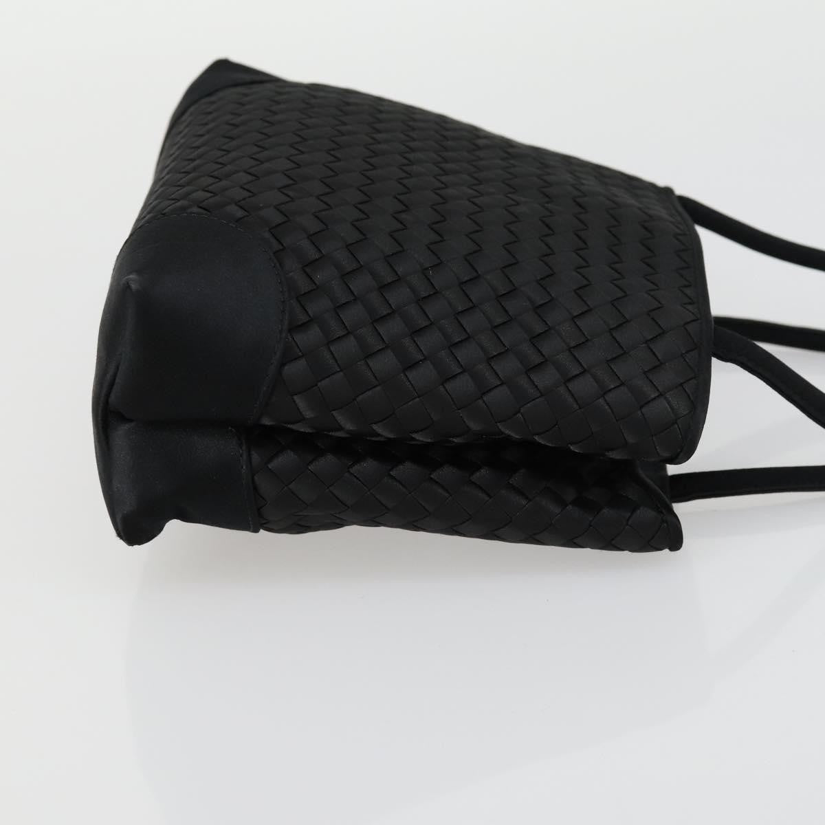 Bottega Veneta Intrecciato Handbag Satin Black Satin Handbag (Pre-Owned)