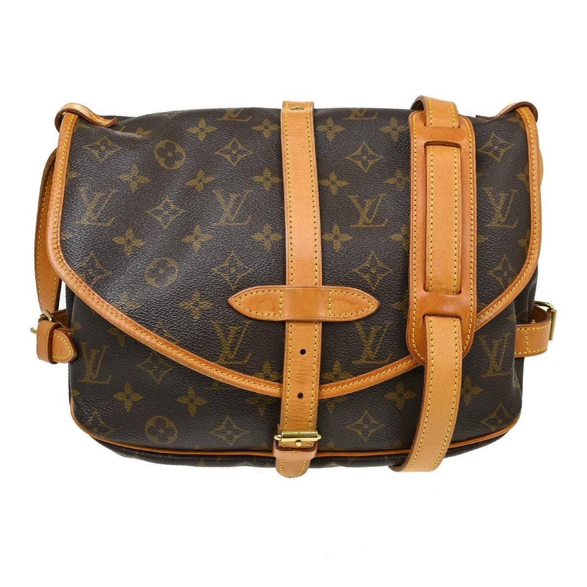 Louis Vuitton Saumur Handbag Monogram Canvas Brown Canvas Shoulder Bag Bag (Pre-Owned)