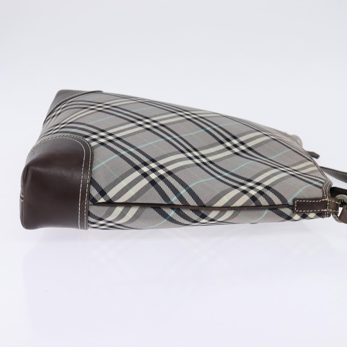 Burberry Nova Check Blue Label Canvas Gray Nylon Shoulder Bag Bag (Pre-Owned)