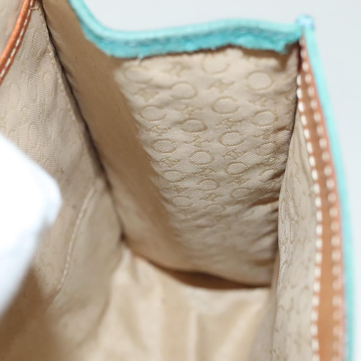 Celine Macadam Shoulder Bag Canvas Turquoise Suede Bag (Pre-Owned)