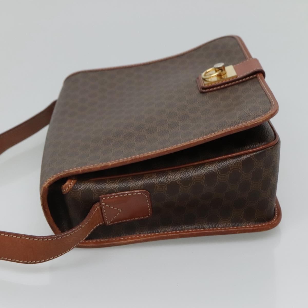Celine Vintage Macadam Shoulder Bag Canvas And Leather Brown Canvas Shoulder Bag Bag (Pre-Owned)