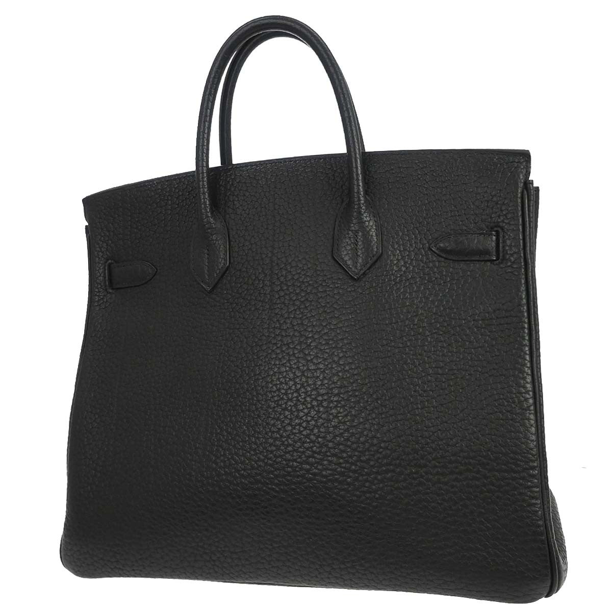 Hermes Hac Birkin Bag Black Fjord With Palladium Hardware Black Leather Handbag (Pre-Owned)
