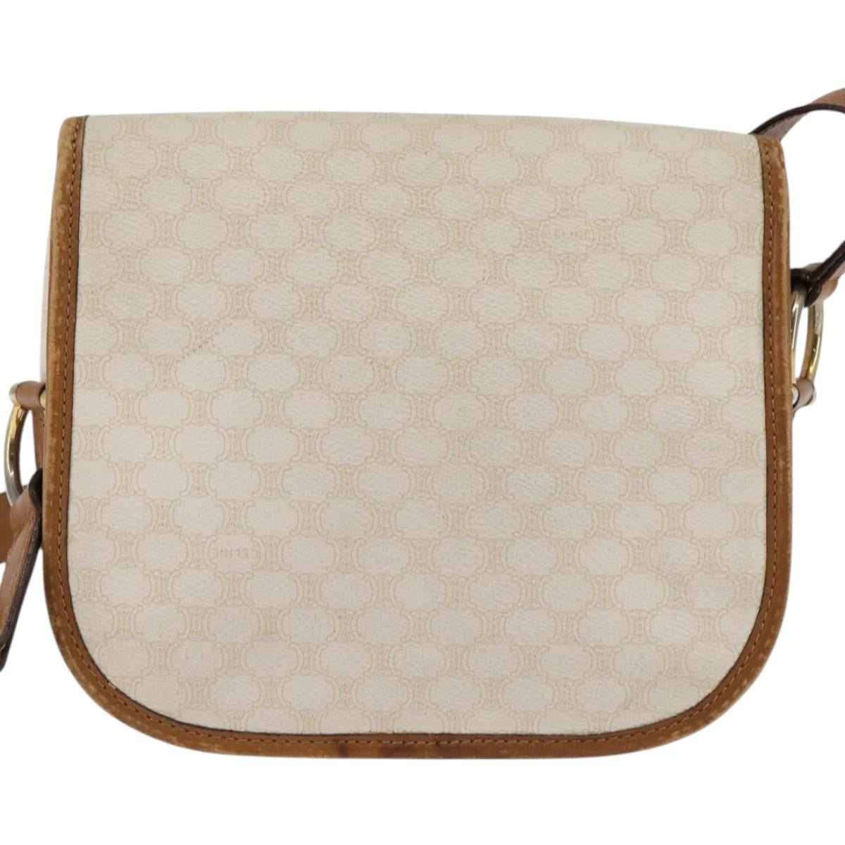 Celine Vintage Macadam Shoulder Bag Canvas And Leather Ecru Canvas Shoulder Bag Bag (Pre-Owned)