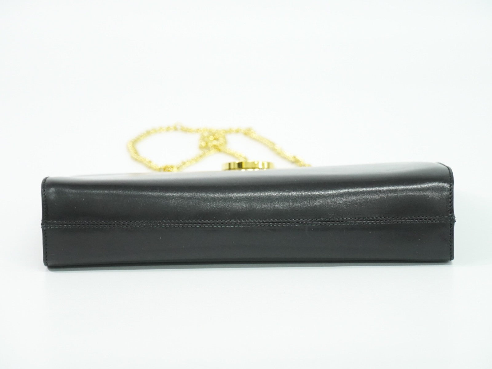 Salvatore Ferragamo Vintage Gancini Chain Shoulder Bag Leather Black Leather Shoulder Bag Bag (Pre-Owned)