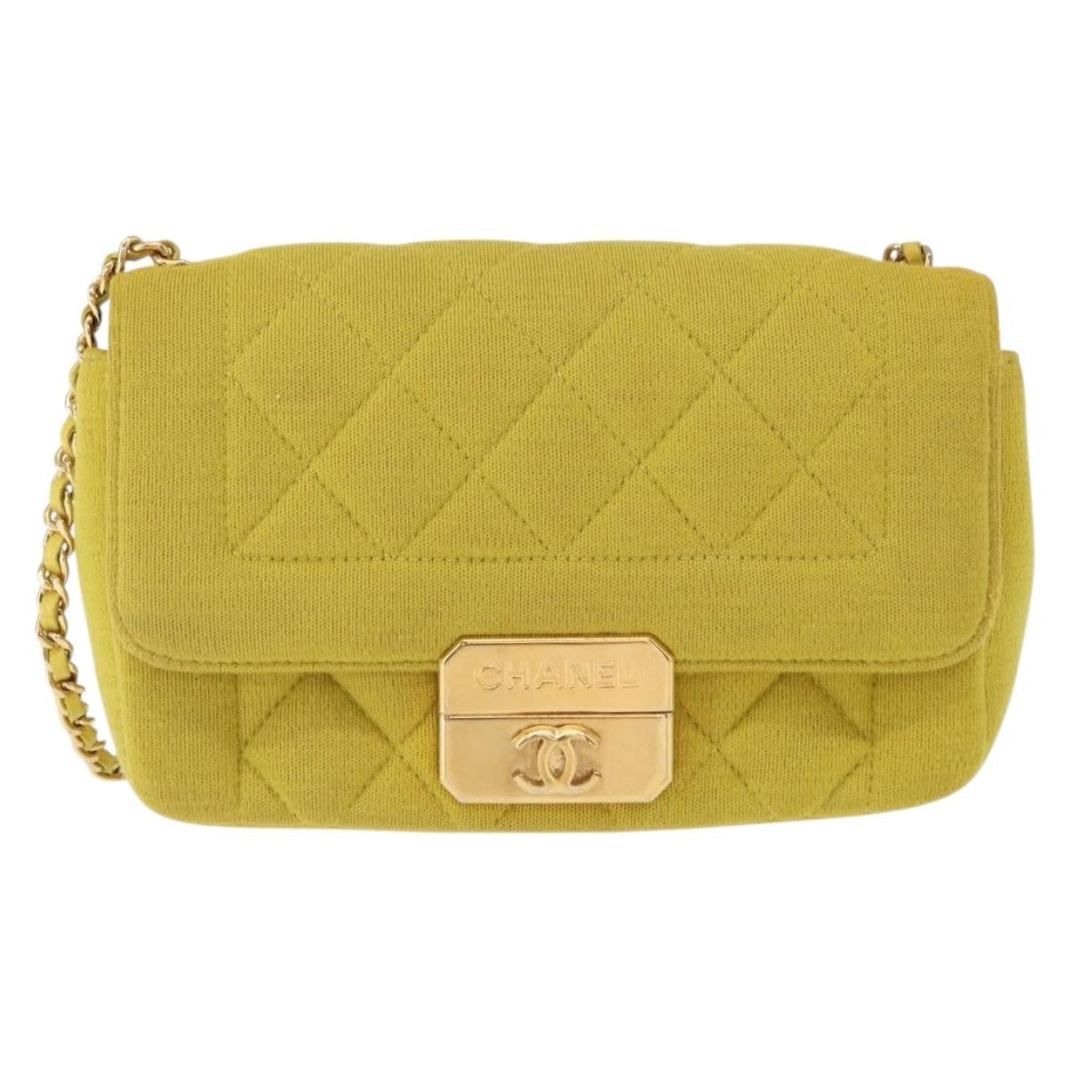Chanel Chic With Me Flap Bag Quilted Jersey Yellow Cotton Shoulder Bag Bag (Pre-Owned)