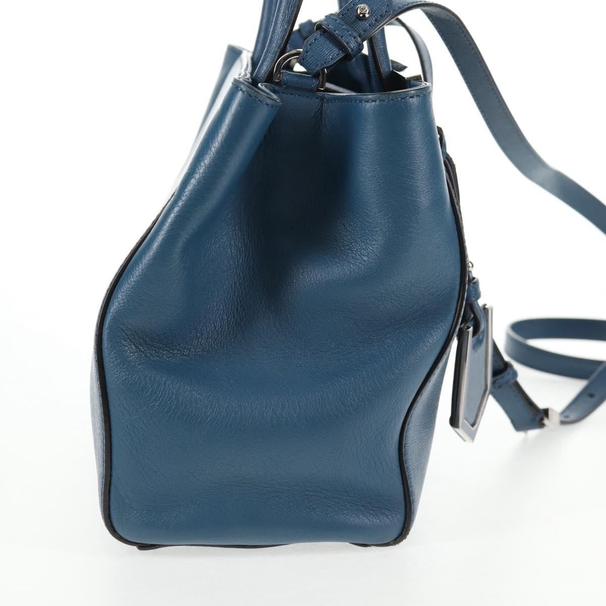 Fendi 2Jours Bag Leather Blue Leather Bag (Pre-Owned)