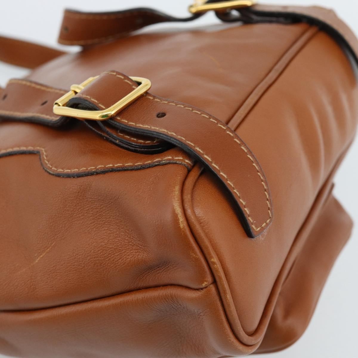 Gucci Vintage Bamboo Backpack Leather Brown Leather Backpack Bag (Pre-Owned)
