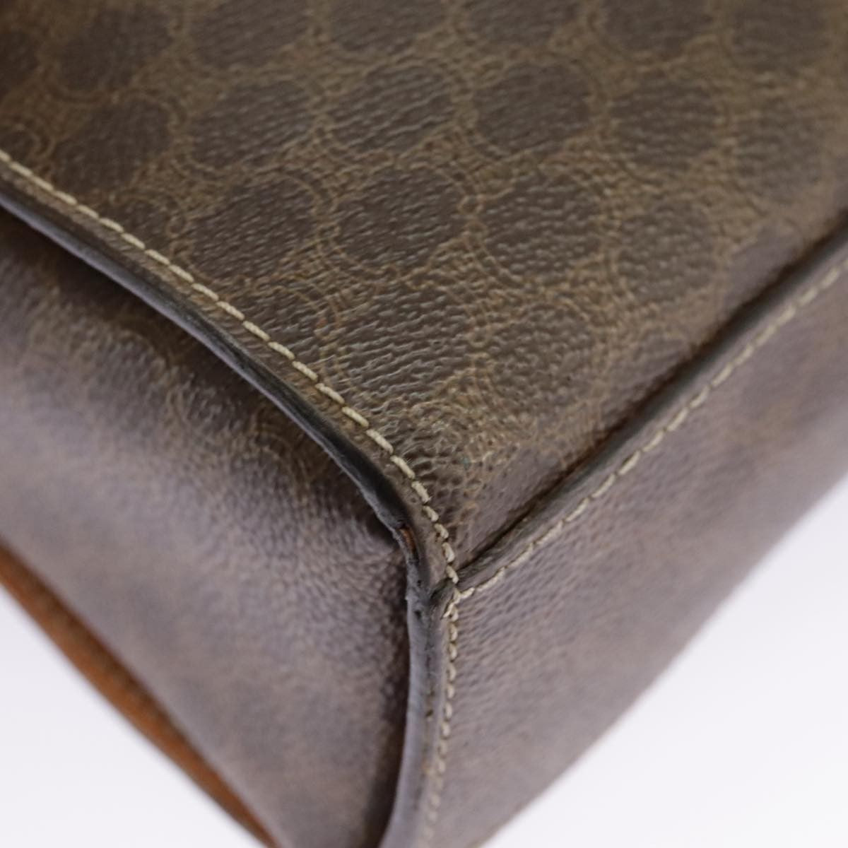 Celine Vintage Macadam Circle Logo Shoulder Bag Canvas And Leather Brown Canvas Shoulder Bag Bag (Pre-Owned)
