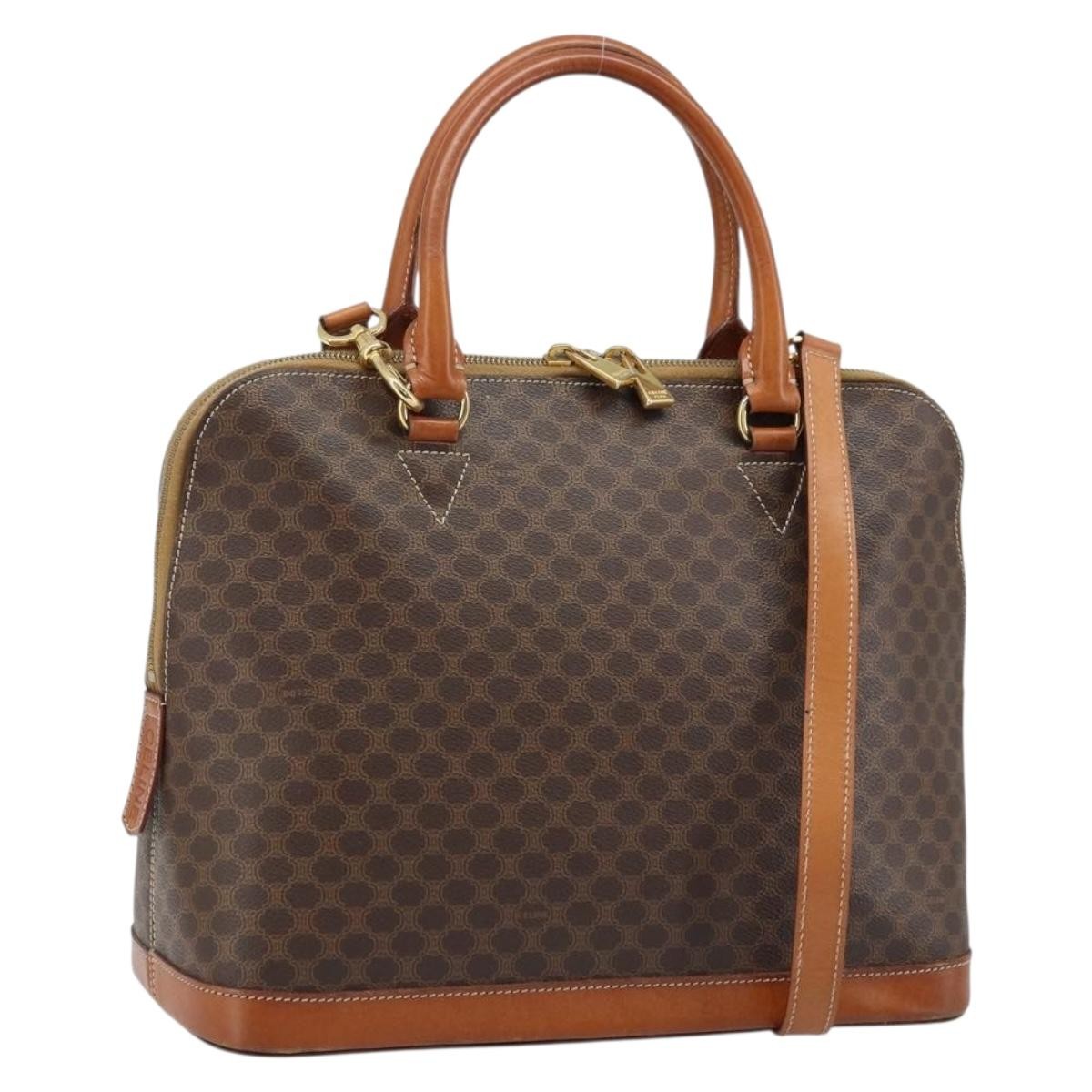Celine Vintage Macadam Handbag Canvas And Leather Brown Canvas Handbag (Pre-Owned)