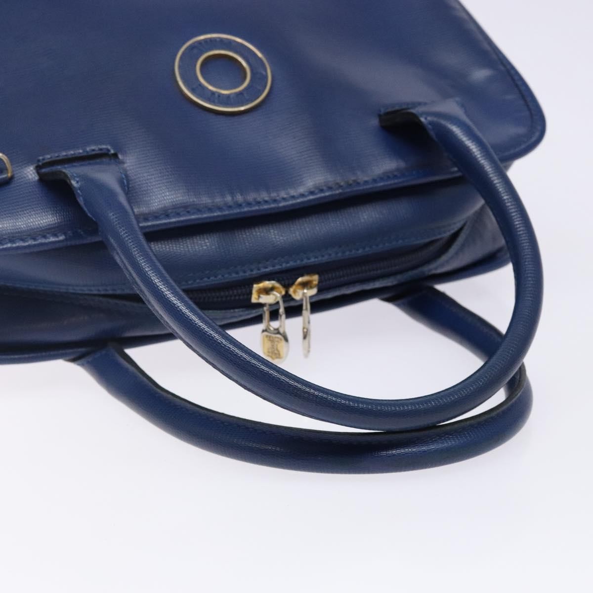 Celine Circle Logo Handbag Leather Blue Leather Bag (Pre-Owned)