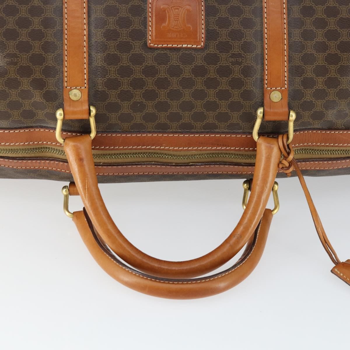 Celine Vintage Duffle Bag Canvas And Leather Brown Canvas Travel Bag Bag (Pre-Owned)