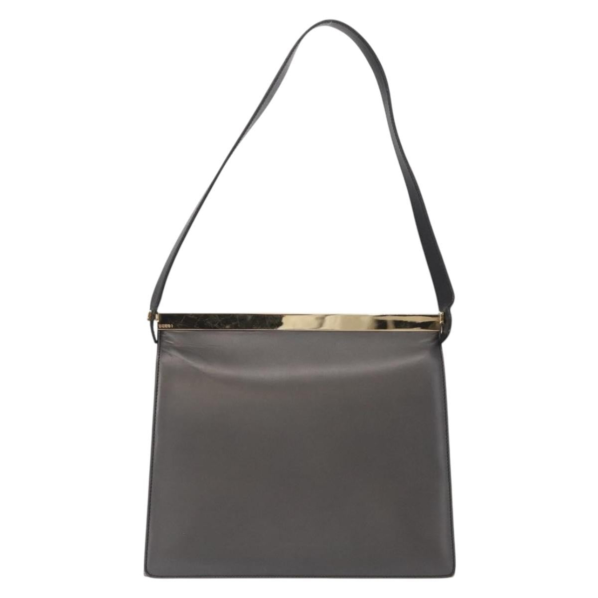 Gucci Vintage Shoulder Bag Leather Black Leather Shoulder Bag Bag (Pre-Owned)