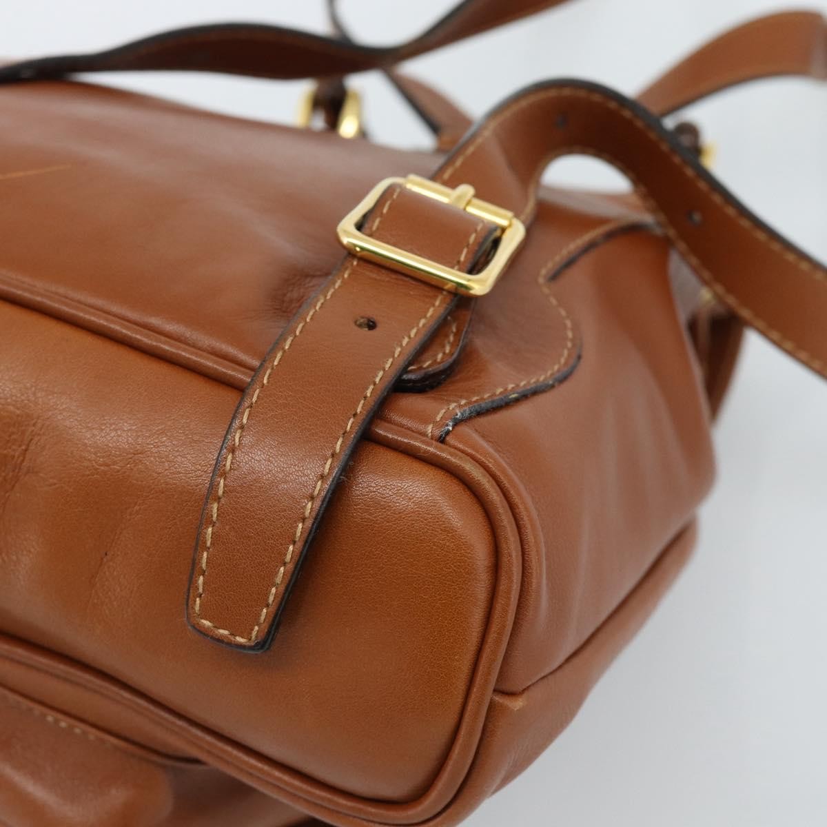 Gucci Vintage Bamboo Backpack Leather Brown Leather Backpack Bag (Pre-Owned)