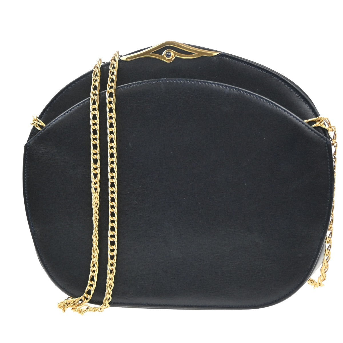 Cartier Vintage Shoulder Bag Leather Navy Leather Shoulder Bag Bag (Pre-Owned)
