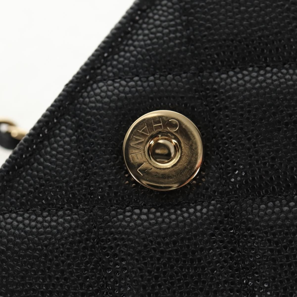 Chanel Classic Flap Clutch With Chain Quilted Caviar Black Leather Clutche & Pouche Bag (Pre-Owned)