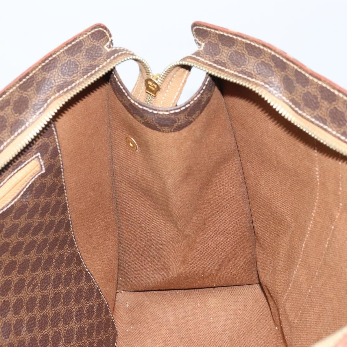 Celine Vintage Macadam Handbag Canvas And Leather Brown Canvas Tote Bag Bag (Pre-Owned)