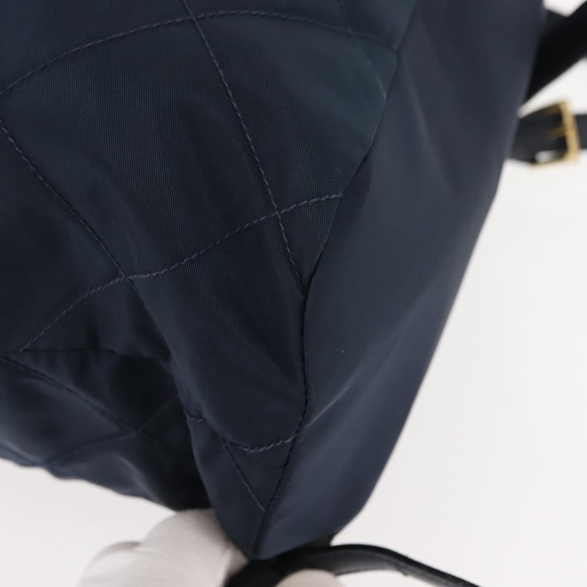 Prada Buckle Backpack Quilted Tessuto Navy Nylon Backpack Bag (Pre-Owned)