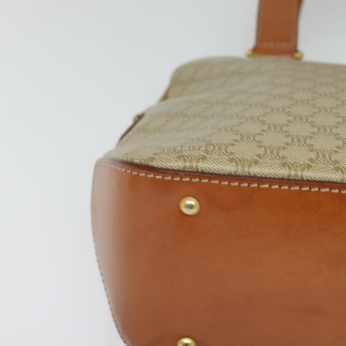 Celine Vintage Macadam Handbag Canvas Beige Canvas Handbag (Pre-Owned)
