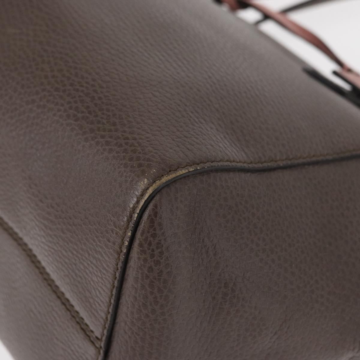 Gucci Swing Tote Leather Gray Leather Tote Bag Bag (Pre-Owned)