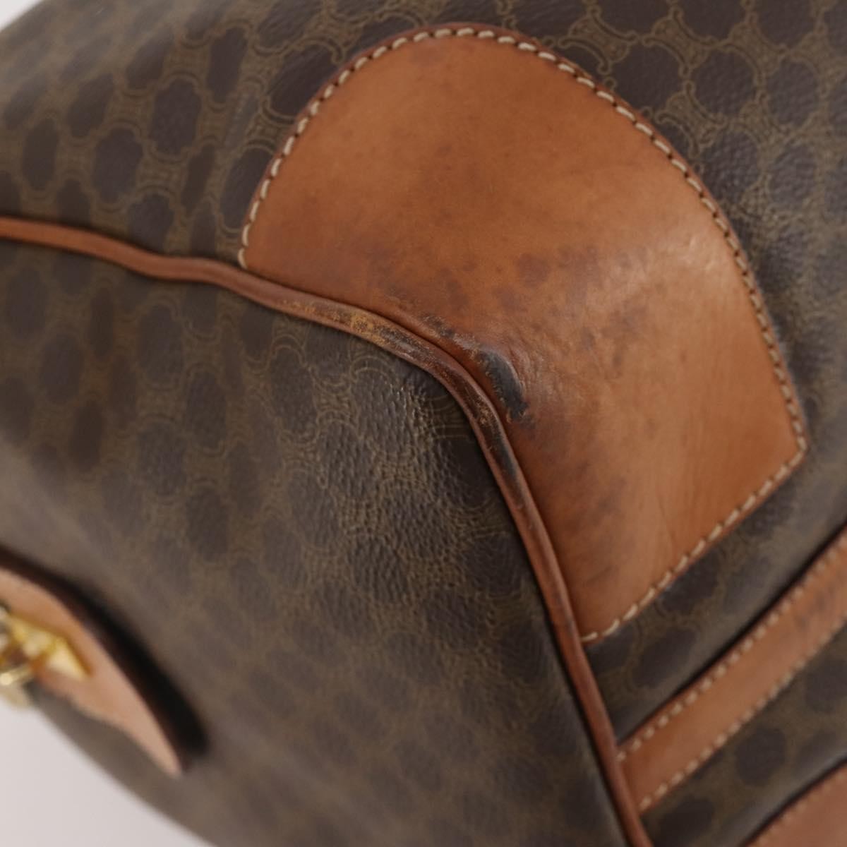 Celine Vintage Duffle Bag Macadam Coated Canvas Brown Canvas Travel Bag Bag (Pre-Owned)