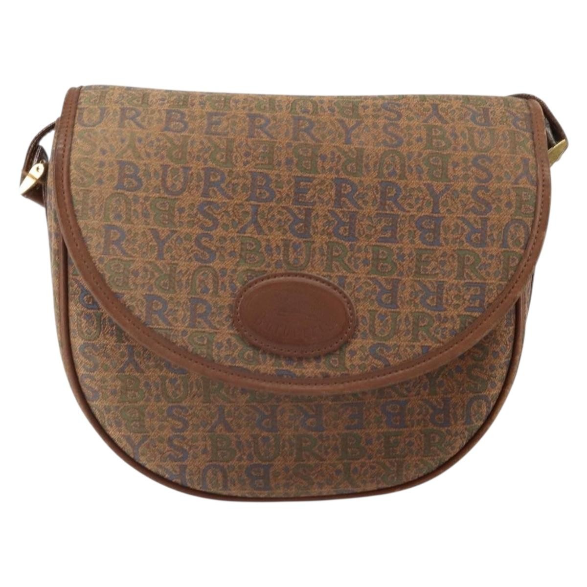 Burberry Flap Shoulder Bag Canvas Brown Canvas Shoulder Bag Bag (Pre-Owned)