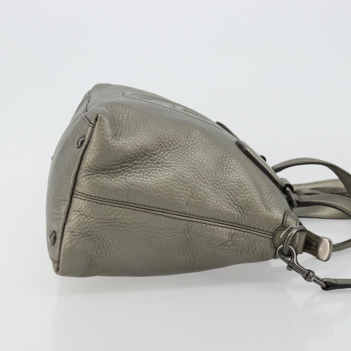 Gucci Soho Convertible Top Handle Bag Leather Silver Leather Handbag (Pre-Owned)