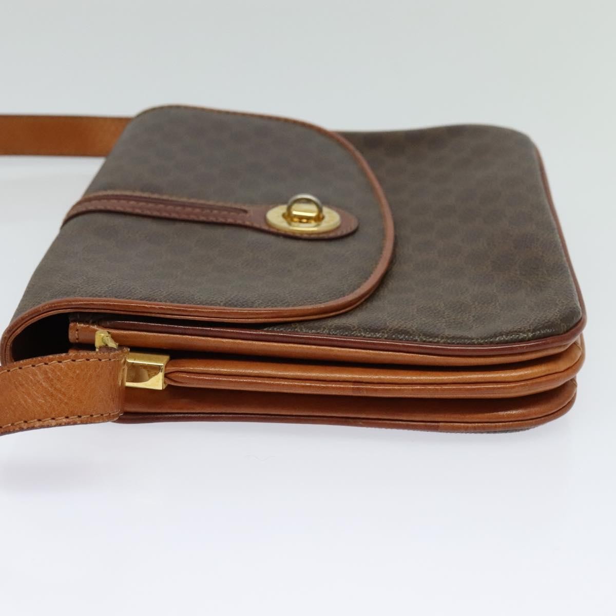 Celine Vintage Macadam Shoulder Bag Canvas And Leather Brown Canvas Shoulder Bag Bag (Pre-Owned)