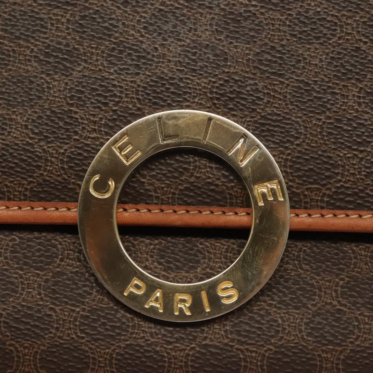 Celine Macadam Shoulder Bag Pvc Leather Brown Canvas Bag (Pre-Owned)