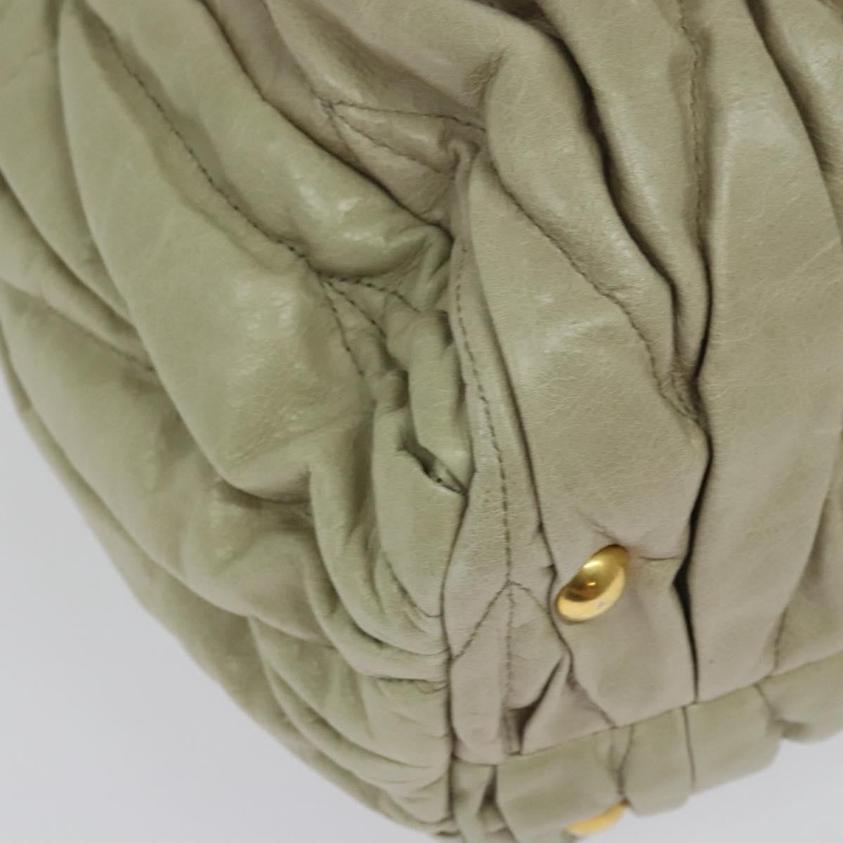 Miu Miu Coffer Convertible Satchel Leather Beige Leather Handbag (Pre-Owned)