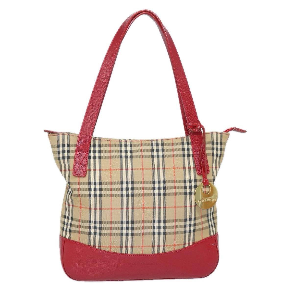 Burberry Nova Check Tote Canvas And Leather Beige Canvas Tote Bag Bag (Pre-Owned)