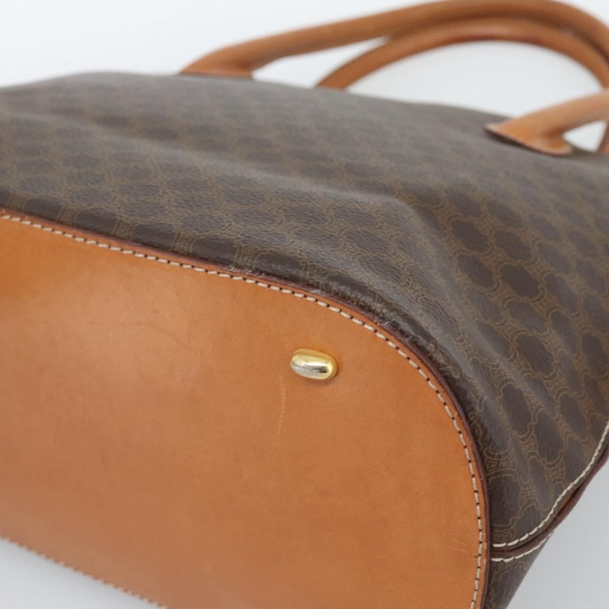 Celine Vintage Macadam Handbag Canvas Brown Canvas Handbag (Pre-Owned)