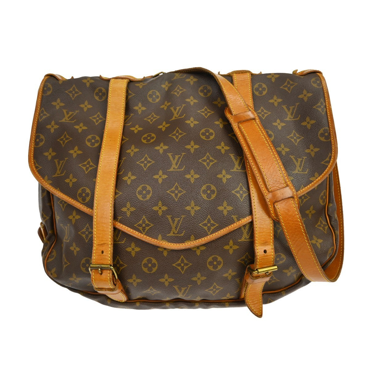 Louis Vuitton Saumur Handbag Monogram Canvas Brown Canvas Shoulder Bag Bag (Pre-Owned)