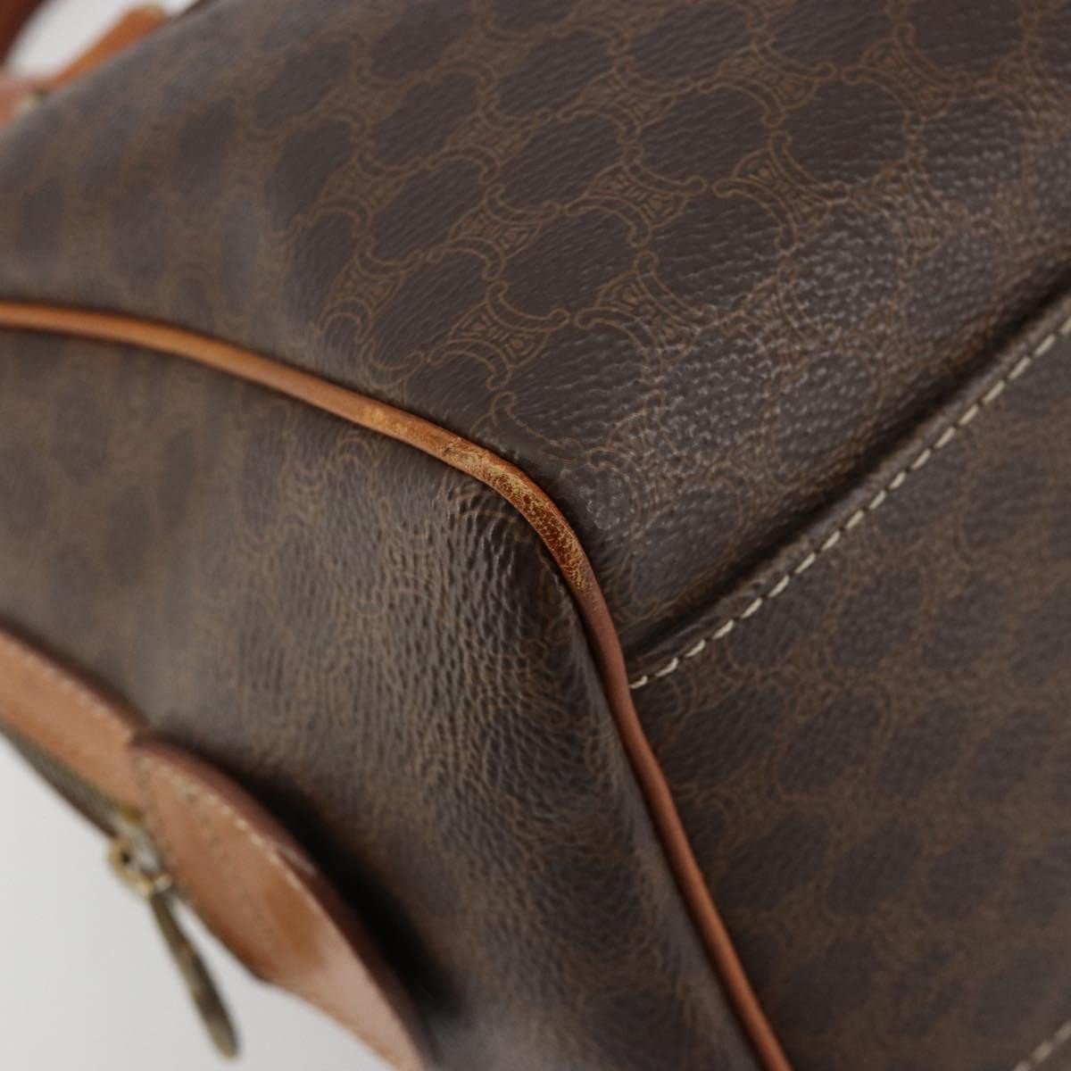 Celine Vintage Triomphe Handbag Canvas Brown Canvas Handbag (Pre-Owned)