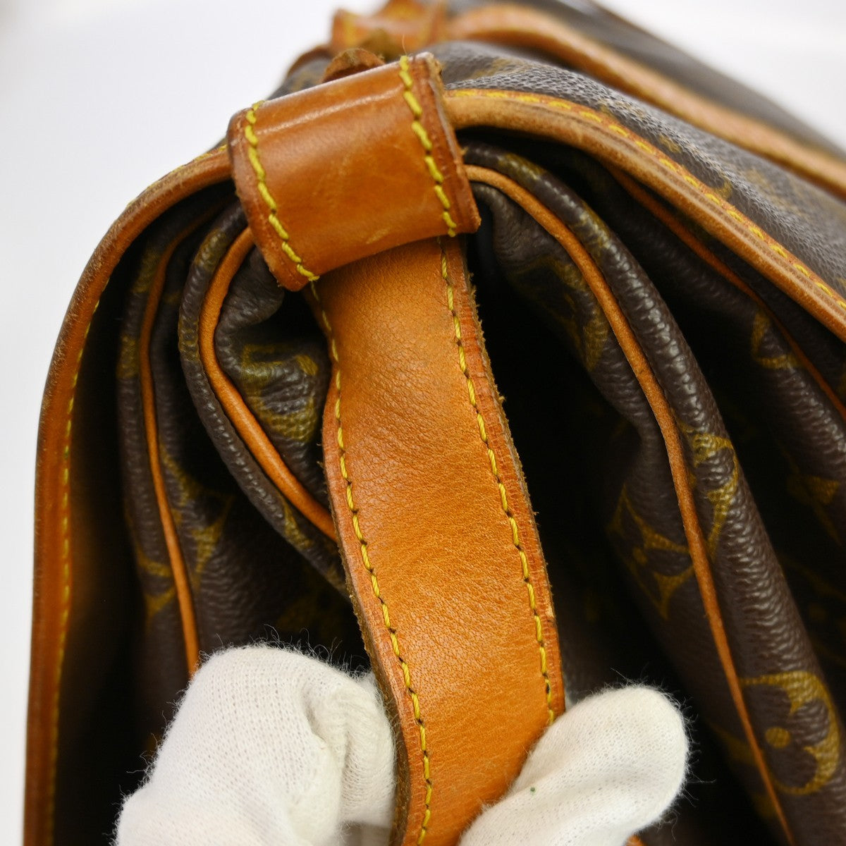 Louis Vuitton Saumur Handbag Monogram Canvas Brown Canvas Shoulder Bag Bag (Pre-Owned)