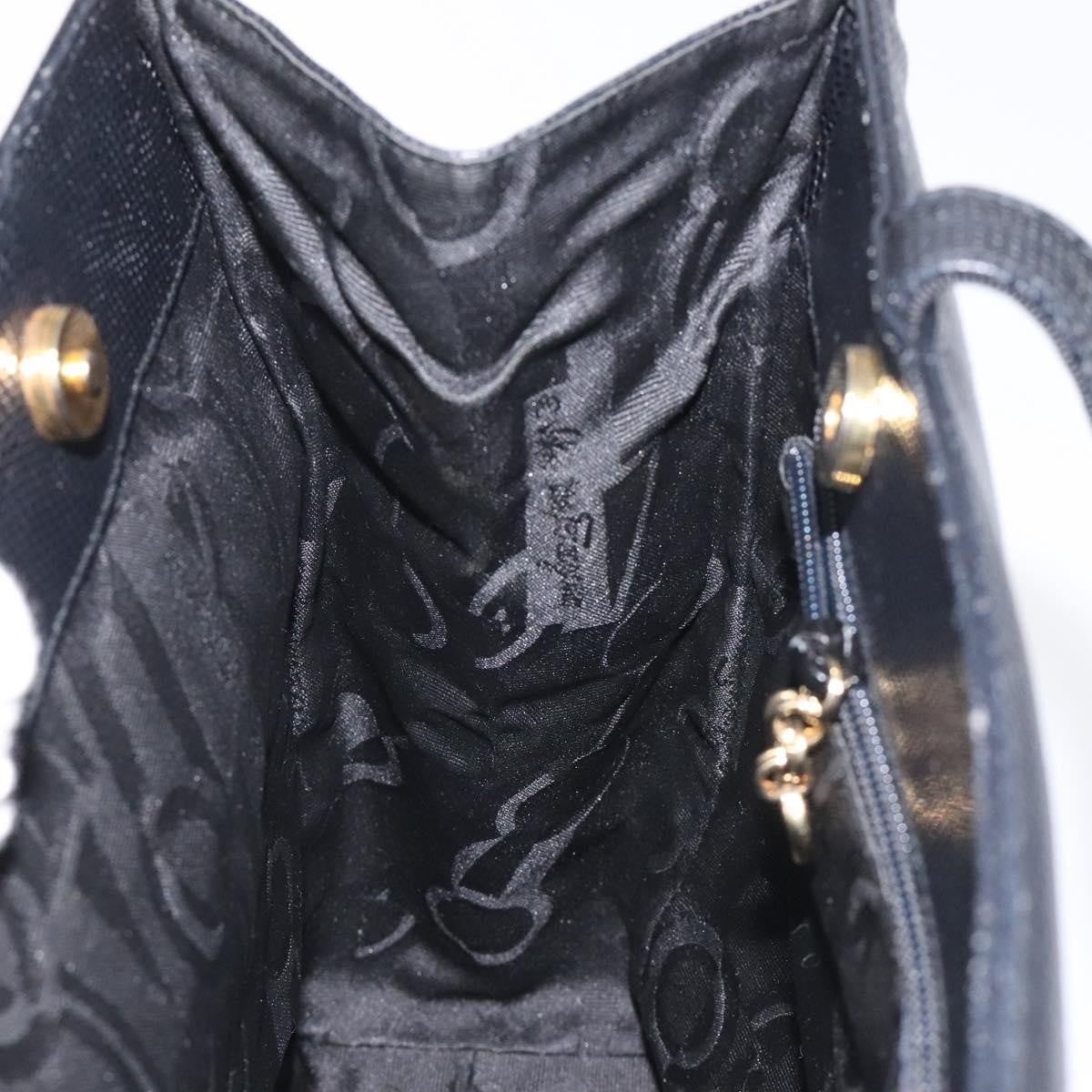 Salvatore Ferragamo Vintage Vara Bow Tote Lizard Embossed Leather Black Leather Tote Bag Bag (Pre-Owned)