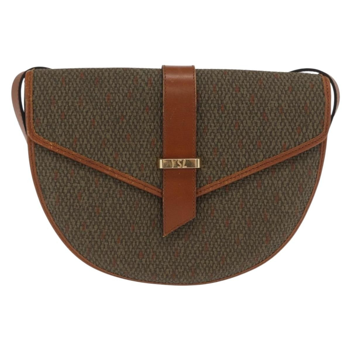 Saint Laurent Vintage Shoulder Bag Canvas Khaki Canvas Shoulder Bag Bag (Pre-Owned)