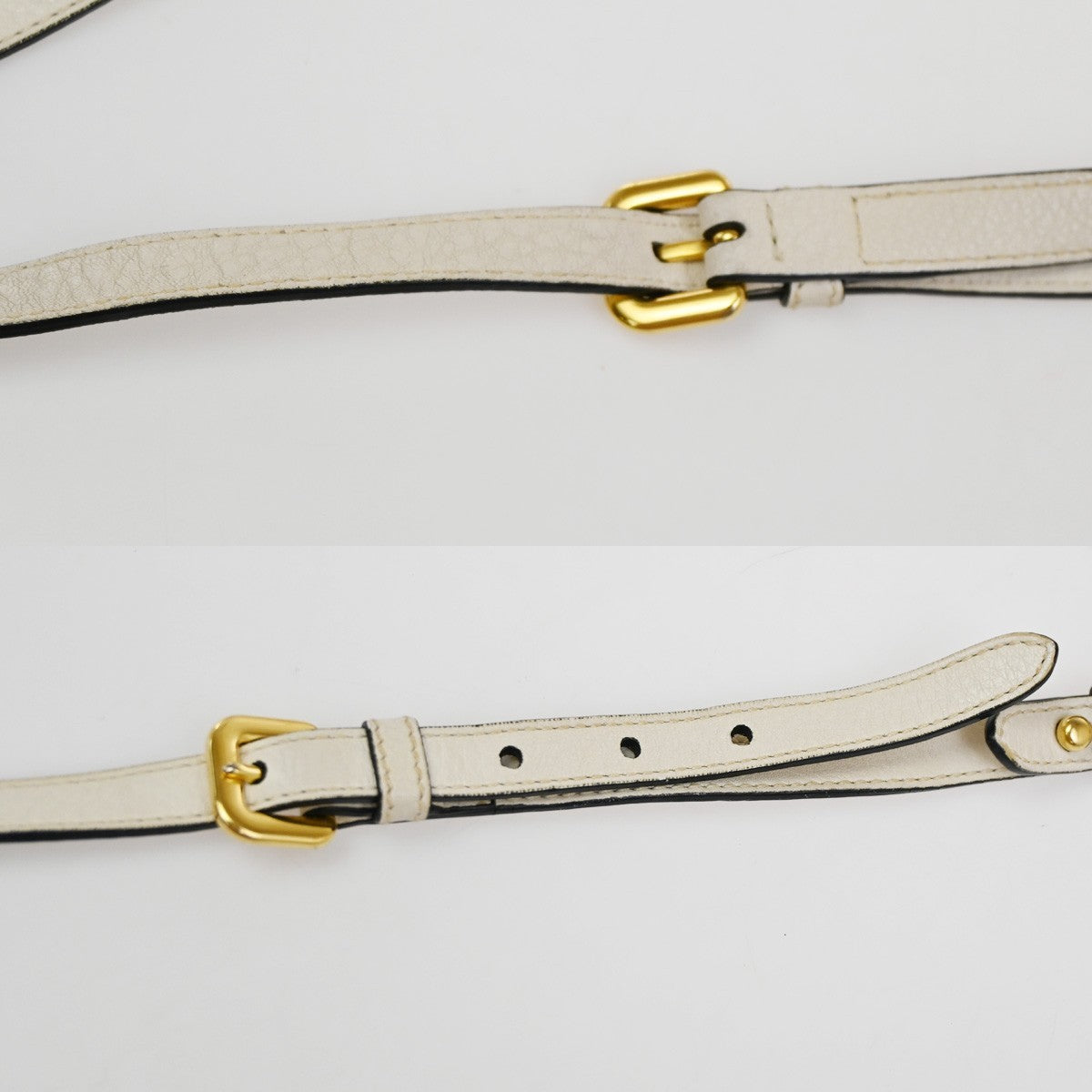 Prada Double Zip Crossbody Bag Vitello Daino White Leather Shoulder Bag Bag (Pre-Owned)