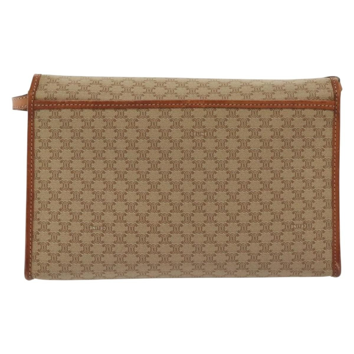 Celine Vintage Macadam Shoulder Bag Canvas And Leather Beige Canvas Bag (Pre-Owned)