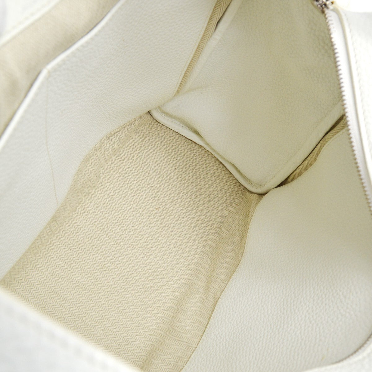 Hermes Pursangle Bag Leather White Leather Handbag (Pre-Owned)